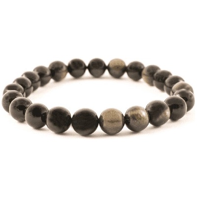 Milujeme Kameny Obsidián zlatý náramek kulička NK162