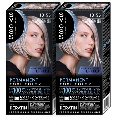 Syoss Trvalá barva na vlasy 10-55 Ult Chladivá Platina Blond x2