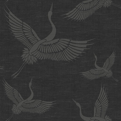 Origin 347760 Vliesová sivočierna tapeta vtáky žeriavy látková textúra Natural Fabrics rozmery 0,53 x 10,05 m