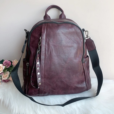 Бордо кожена Чанта/раница Модел - 2401