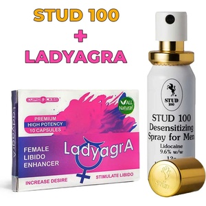  Спрей за задържане Stud 100 + Възбуждащи капсули за жени LadyagrA
