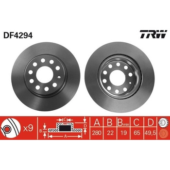 Brzdový kotúč (cena za 1ks) TRW DF4294