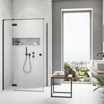 Radaway Квадратна душ кабина с люлееща се врата Radaway Essenza KDJ 110x110 см матово черно-прозрачно ляво (1385041-54-01L+1384053-01-01)