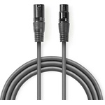 Nedis COTH15012GY15 DMX адаптерен кабел, XLR 3 пина мъжки, XLR 3 пина женски, никелирано покритие, 1, 5 м, кръгъл, PVC, тъмно сив (COTH15012GY15)
