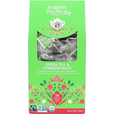 ETS zelený čaj s granátovým jablkem plechovka s 15 pyramidkami