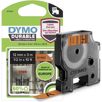 etikety DYMO D1 1978367 vinyl Farba pásky: oranžová Farba písma:čierna 12 mm 3 m