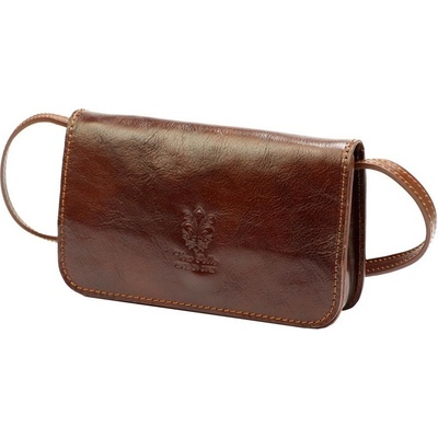 Pevná malá kožená crossbody kabelka Florence 107 hnědá