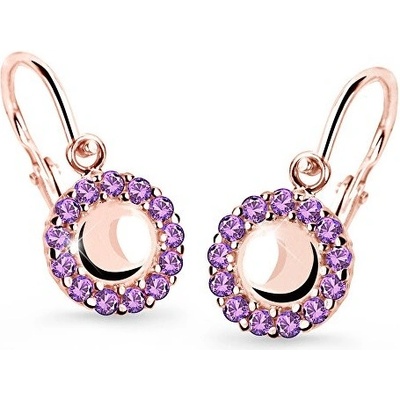 Cutie Jewellery dětské náušnice z růžového zlata C2750-10-X-4 fialová