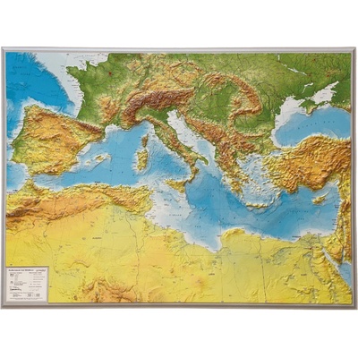 Georelief Státy středozemního moře - plastická mapa 80 x 60 cm Varianta: bez rámu, Provedení: plastická mapa