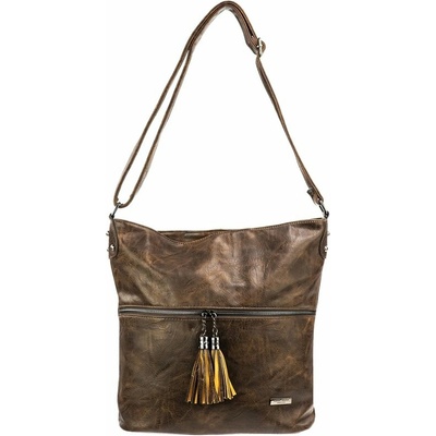 ZOE dámska crossbody koženková kabelka Tmavohnedá