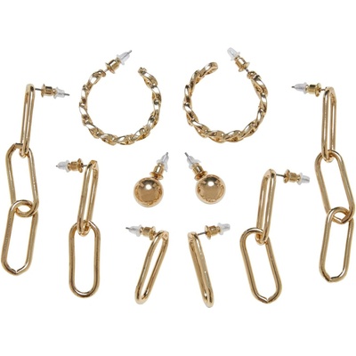 Assorted Chain Earrings 5-Pack Gold Color hnedá One Size Urban Classics 4065812491008