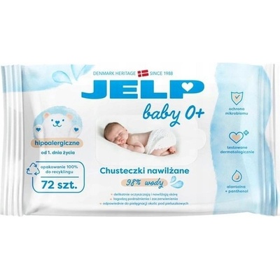 Jelp 0+ vlhčené obrúsky 98% vody pre deti 72ks