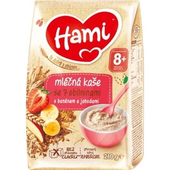 Hami Mléčná kaše se 7 obilninami s banánem a jahodami 210 g