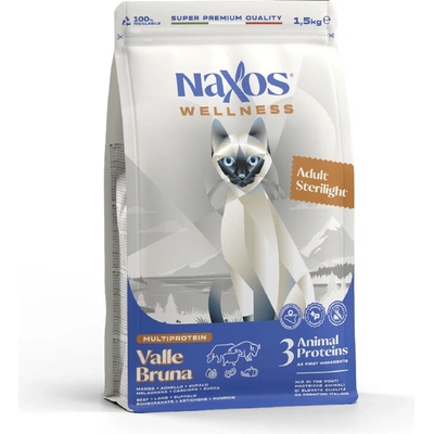 NAXOS CAT STERILIZED na báze hovädzieho, byvolieho a jahňacieho mäsa 1,5 kg
