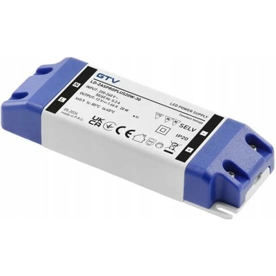 LED transformátor 20W 12V 220-240 V 50-60 Hz GTV pro LED pásky