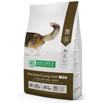 Nature's Protection Nature's Protection CAT - Sterilised Long Hair, висококачествена храна за пораснали котки над 1 година, подходяща за кастрирани дългокосмести животни, Литва - 7 кг