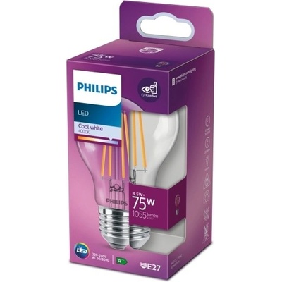 Philips LED žárovka filament E27 75W 4000K 9W filament