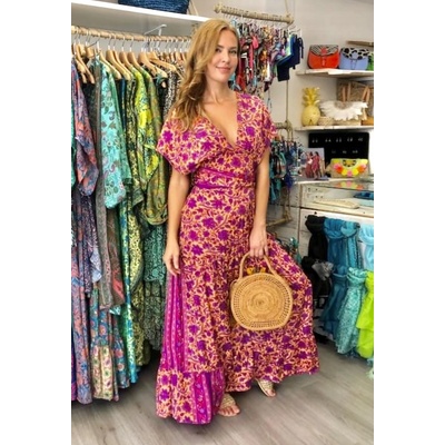 Dolce Quela Havana Magic Dress Long dámské letní šaty žluto-fialová