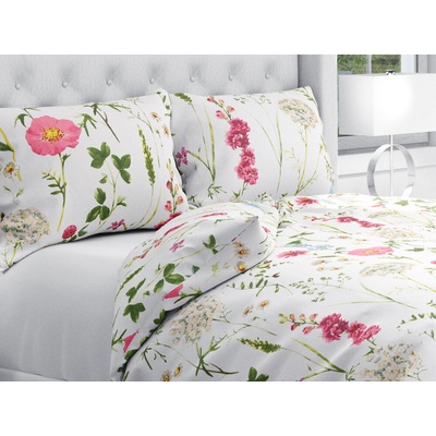 Biante bavlna obliečky Sandra SA-667 Veľké lúčne kvety na bielom 140x200 70x90