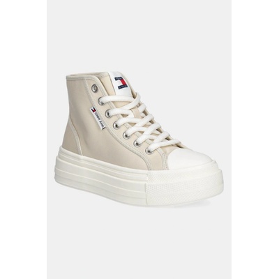 Tommy Jeans TJW FOXING FLATFORM SNEAKER HIGH dámské béžová EN0EN02704