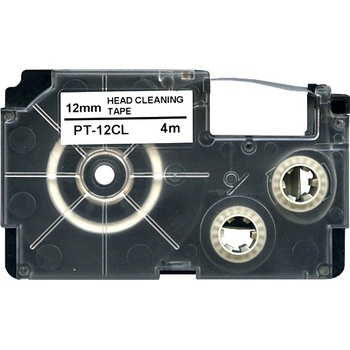 Pro Casio Casio XR-12CL, 12mm x 4m, черен печат / бял фон, чистене съвместима лента (XR-12CL)