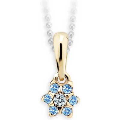 Danfil kytičky C2152 ze žlutého zlata s kamínky Arctic Blue