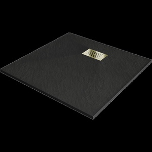 Mexen Hugo SMC квадратен душ корито 90 x 90 cm, черно, със златен капак - 42709090-G (42709090-G)