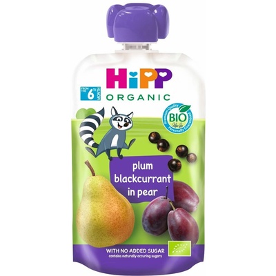 Hipp BIO 100% ovocie Hruška Čierne ríbezle Slivka 100 g