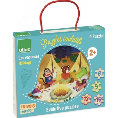 Vilac Детски дървен пъзел Vilac - Holidays Evolutive, 4 броя (2634)