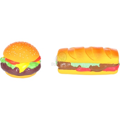Flamingo свиреща латексова гумена играчка - хамбургер, хотдог 1 бр