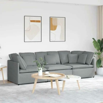 vidaXL Modulární pohovka s polštáři textil světle šedá 11461.3321267