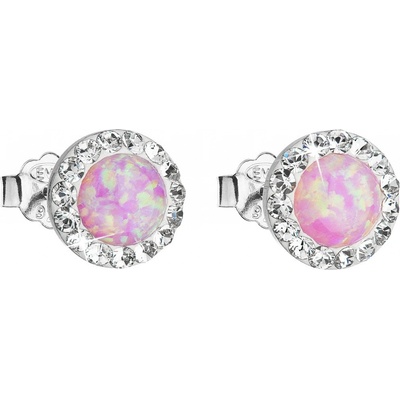 Pavona pecky se syntetickým opálem a krystaly Swarovski kulaté 31217.1 růžové