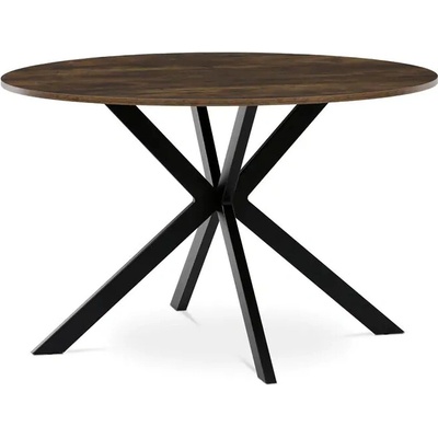 Autronic HT-F4120 OLW Stůl jídelní kulatý 120 x 75 cm MDF staré dřevo černé kovové nohy – Zboží Mobilmania