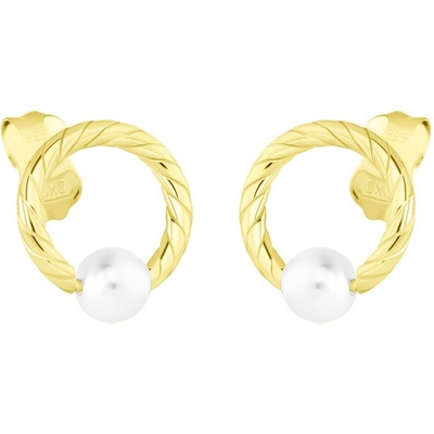 Gemmax Kulaté zlaté náušnice s perlou na puzetu malé GLEYP-03355