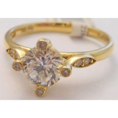 Klenoty Budín Mohutný zásnubní zlatý prsten ze žlutého zlata s velkým zirkonem 1216085