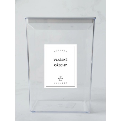 DomaLEP VLAŠSKÉ OŘECHY bílá samolepka na dózu tučné písmo 6 x 8 cm