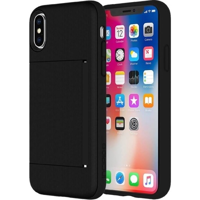 Incipio Stowaway Case - хибриден кейс със слот и поставка за карти за iPhone XS, iPhone X (черен)