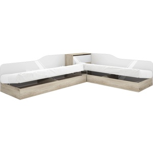 Bogdan Furniture I Ъглови легла Mod 2043, Сонома арвен/Бял гланц