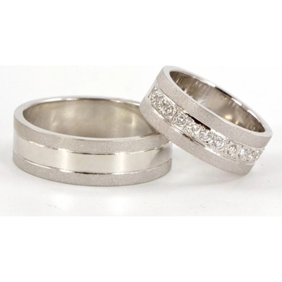 Snubní prsteny bílé zlato 0084 lesk/mat