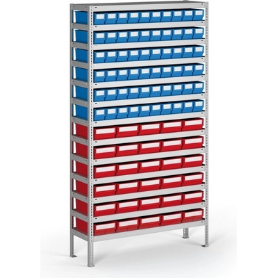 B2B Partner Regál s plastovými boxy ShelfBox 2000x1000x300 mm 60x box A 30x box D