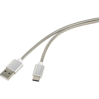 Renkforce RF-488867 USB 2.0 USB-A zástrčka USB-C ® zástrčka 1m stříbrný