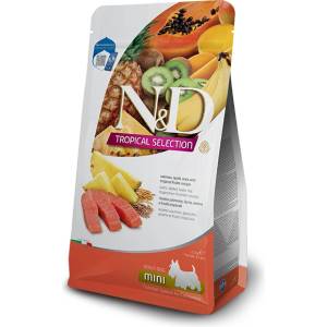 N&D N&D Tropical Selection Adult Mini Salmon and Tropical fruits за дребни породи, със сьомга, спелта, овес и тропически плодове