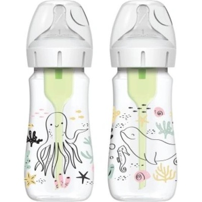 Бебешка антиколикова бутилка Dr. Brown’s Ocean Options+ Wide-Neck 270ml 2 бр. (WB92028) (IP4435)