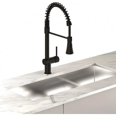 Inter Ceramic Стоящ смесител за кухня, Inter Ceramic, ICF 7561017PVD, с изтеглящ душ с две функции (7561017PVD)