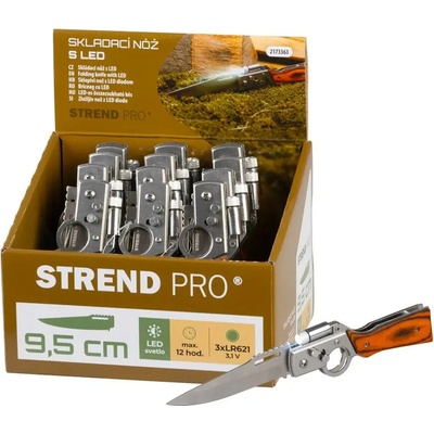 Nôž Strend Pro XL121901, 210 mm, skladací s LED svetlom, Sellbox 12 ks
