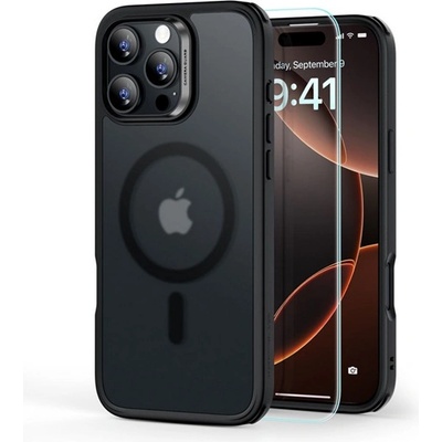 ESR iPhone 16 Pro Max ESR HYBRID HALOLOCK Силиконов удароустойчив екранен протектор за iPhone 16 Pro Max, матов + закалено стъкло, BLACK GP-163429 (GP-163429)