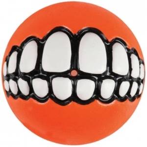 Rogz Grinz Ball M - Кучешка играчка гумена топка с отвор за лакомства 6, 4 см. оранжева