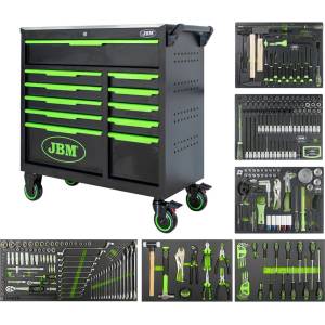 JBM Оборудвана инструментална количка с 11 чекмеджета, xl-размер, 332 инструмента, jbm 54725