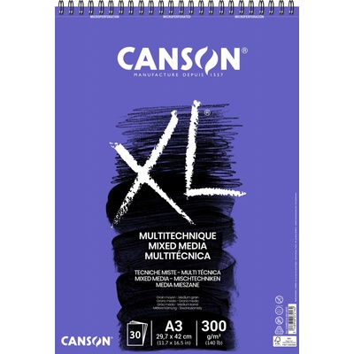 Canson XL Mix Media v kroužkové vazbě A2 300g 15 archů