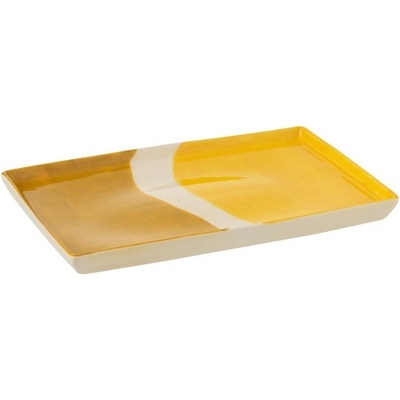 J-Line by Jolipa Porcelánový obdĺžnikový tanier Wave v odtieňoch žltej - 26 x 17,5 x 2 cm